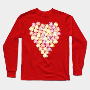 Daisy Smiley Faces Heart for Valentines Day Long Sleeve T-Shirt